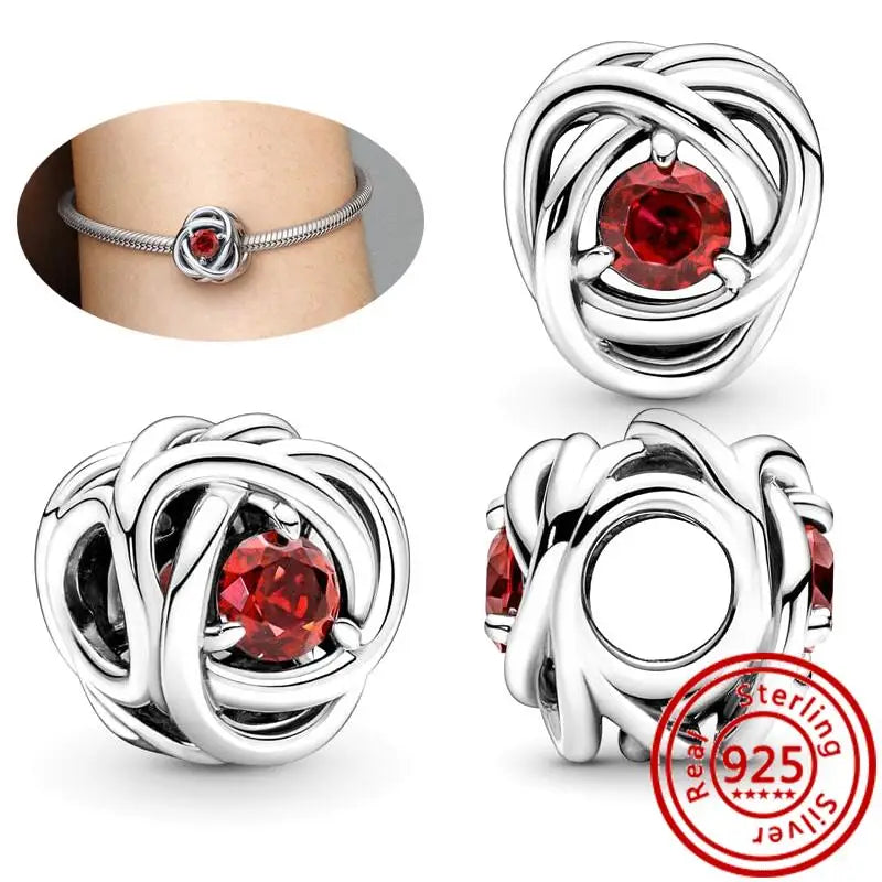 925 Sterling Silver Zodiac Pendant with Colorful Zircon for Charm Bracelets N317 3mm-4mm