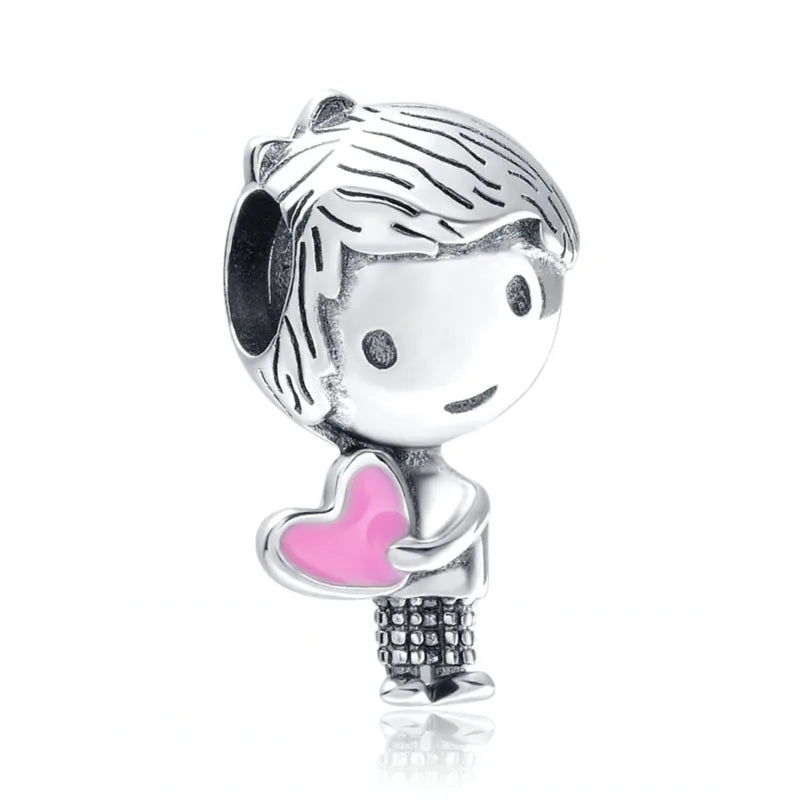 Charming 925 Silver Character Pendant for European Bracelet DIY Jewelry B356-boy