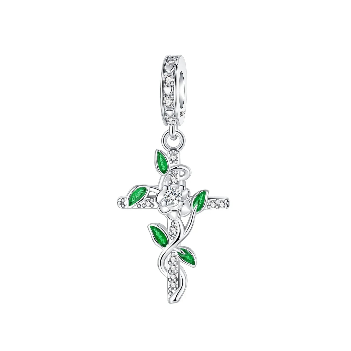 925 Sterling Silver Colorful Flower Charms with Zircon Roses Tulips and Daisies for DIY Necklace and Bracelet Jewelry Gifts