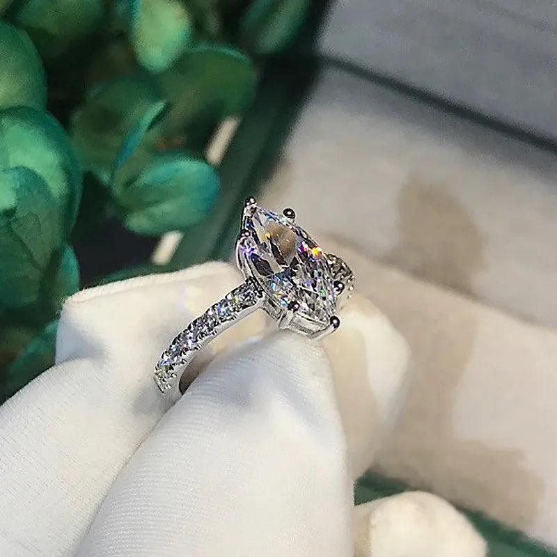 Promise Marquise Cut 3ct Simulated Diamond Engagement Ring in 925 Sterling Silver for Women Elegant Wedding Jewelry Christmas Gift