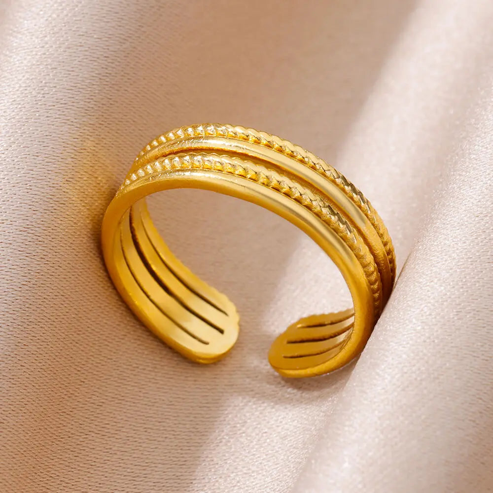 Gold Color 316L Stainless Steel Women's Rings - Fade-Resistant Luxury Wedding Jewelry with Free Shipping