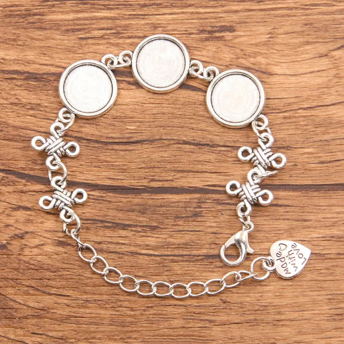 1Pc Metal Zinc Alloy Round Bracelet Findings in 2 Colors and 15 Styles 13-Antique silver 12mm