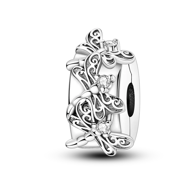 Silver Star Moon Heart Charm Bracelet with CZ Beads and Angel Wing Pendant for Women KTC1256