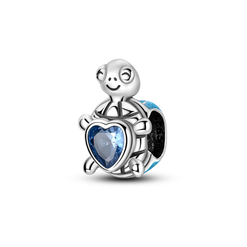 925 Sterling Silver Sea Turtle Dangle Charm For Bracelet