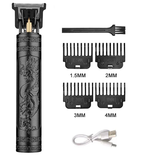 Portable Hair Cutting Machine T9 Vintage Trimmer USB Shaver 060-BlackDragon