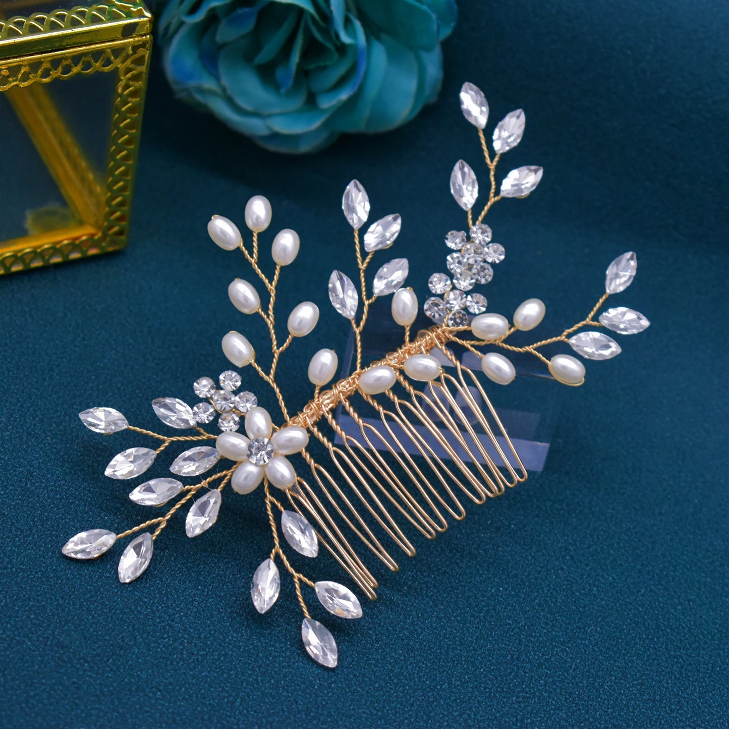 Elegant Crystal Bridal Hair Comb Silver Gold Wedding Headpiece for Women