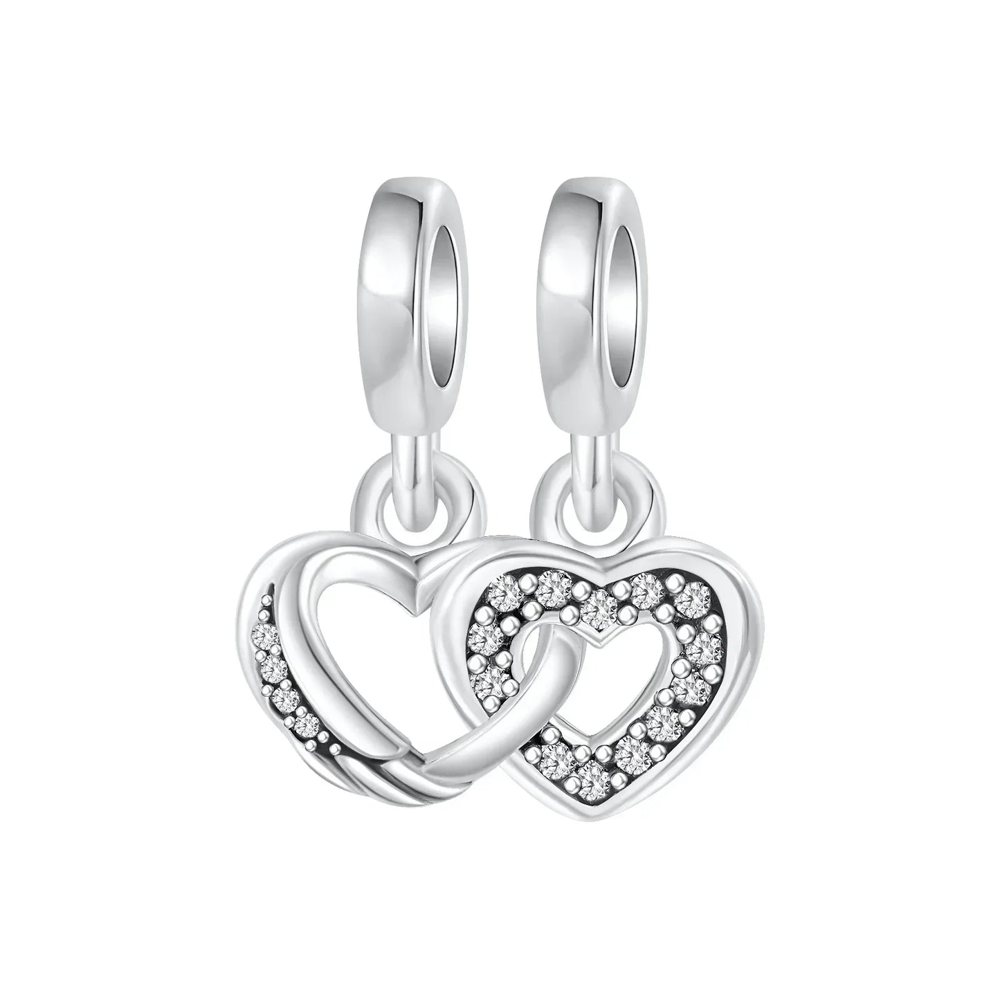 Sparkling Birthstone Heart Charm 925 Sterling Silver Pendant Bead for Mom DIY Jewelry Gift