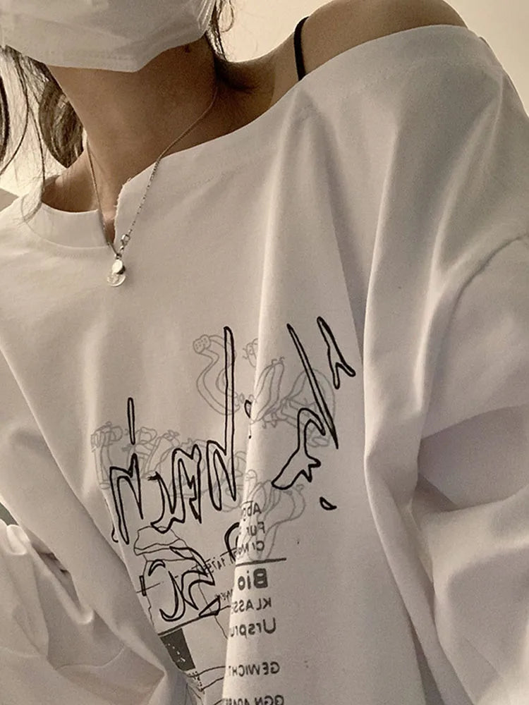 Dozw Y2K T Shirt Fairy Grunge Vintage Letter Print Women