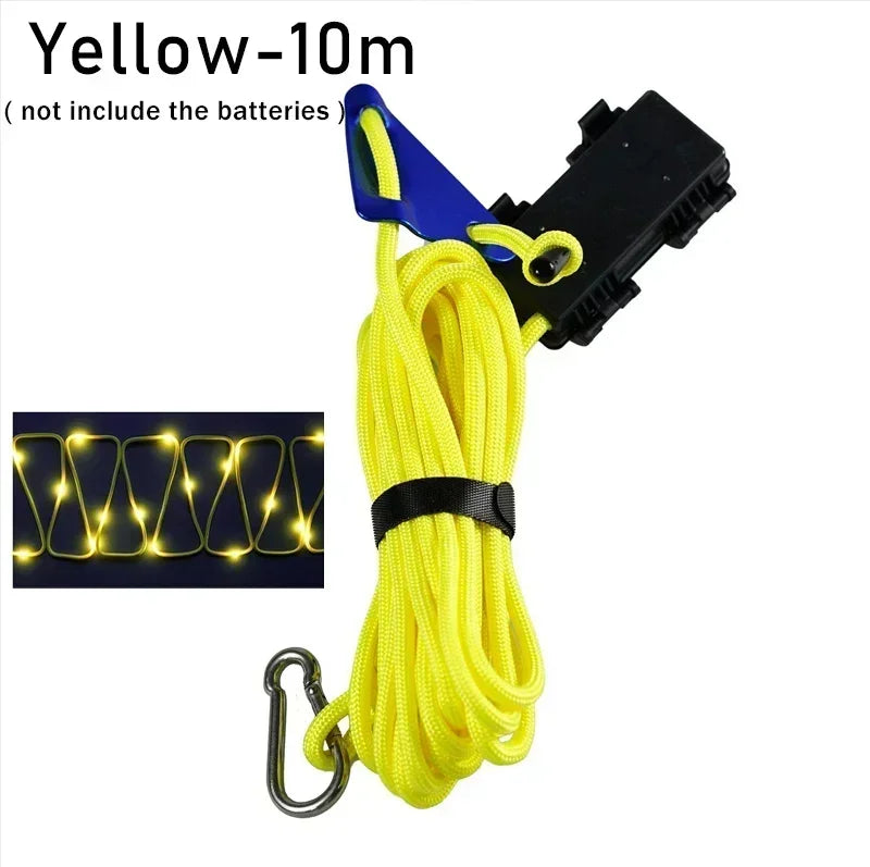 Camping Tent Rope Light Outdoor LED Waterproof 6mm Straps Yellow-10m