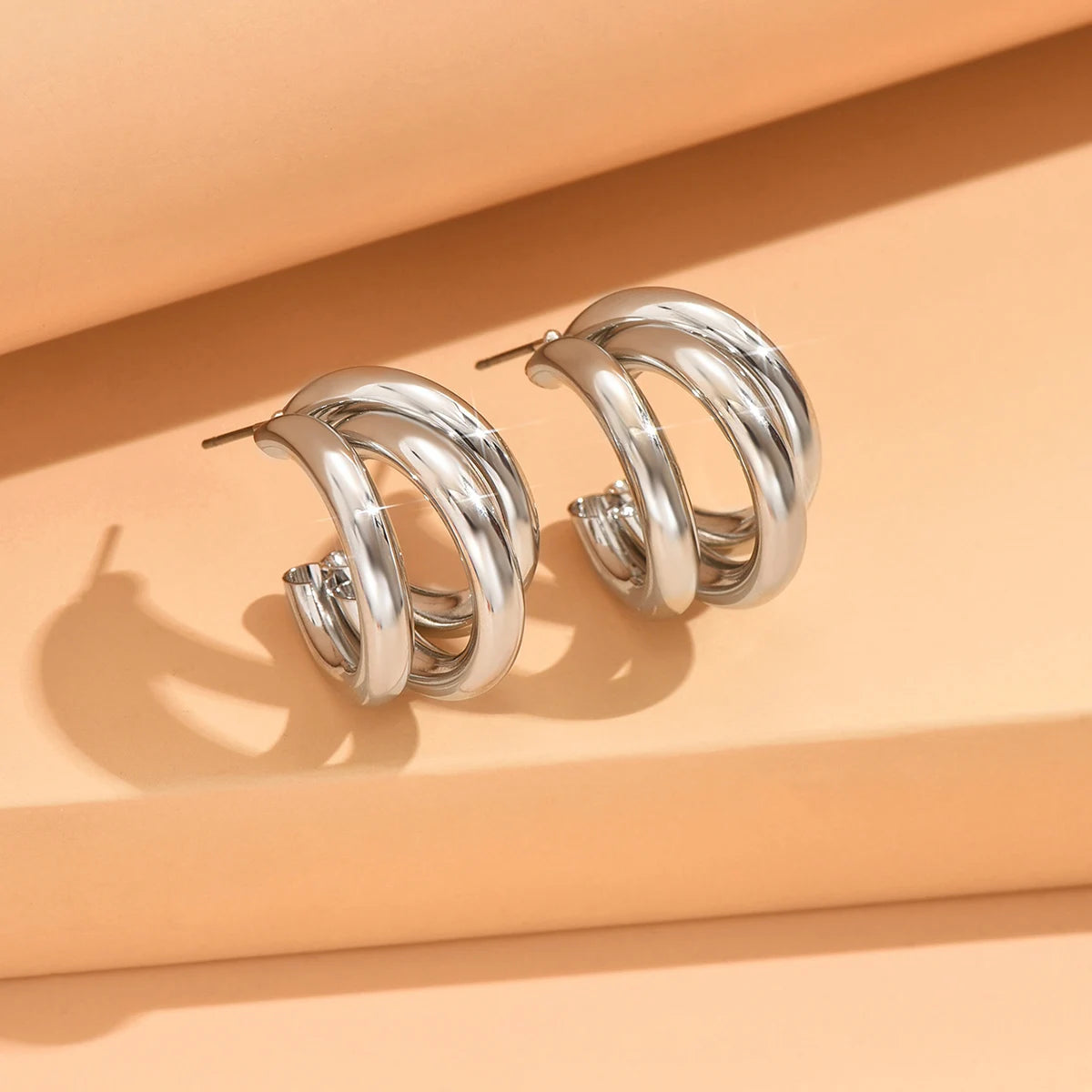 Elegant Gold Hoop Earrings Vintage Geometric Luxury Jewelry for Women slivery