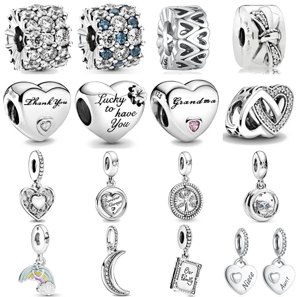 Grandma Heart Niece Family Tree Charms Bead for DIY European 925 Silver Charm Bracelet Necklace Jewelry for Women