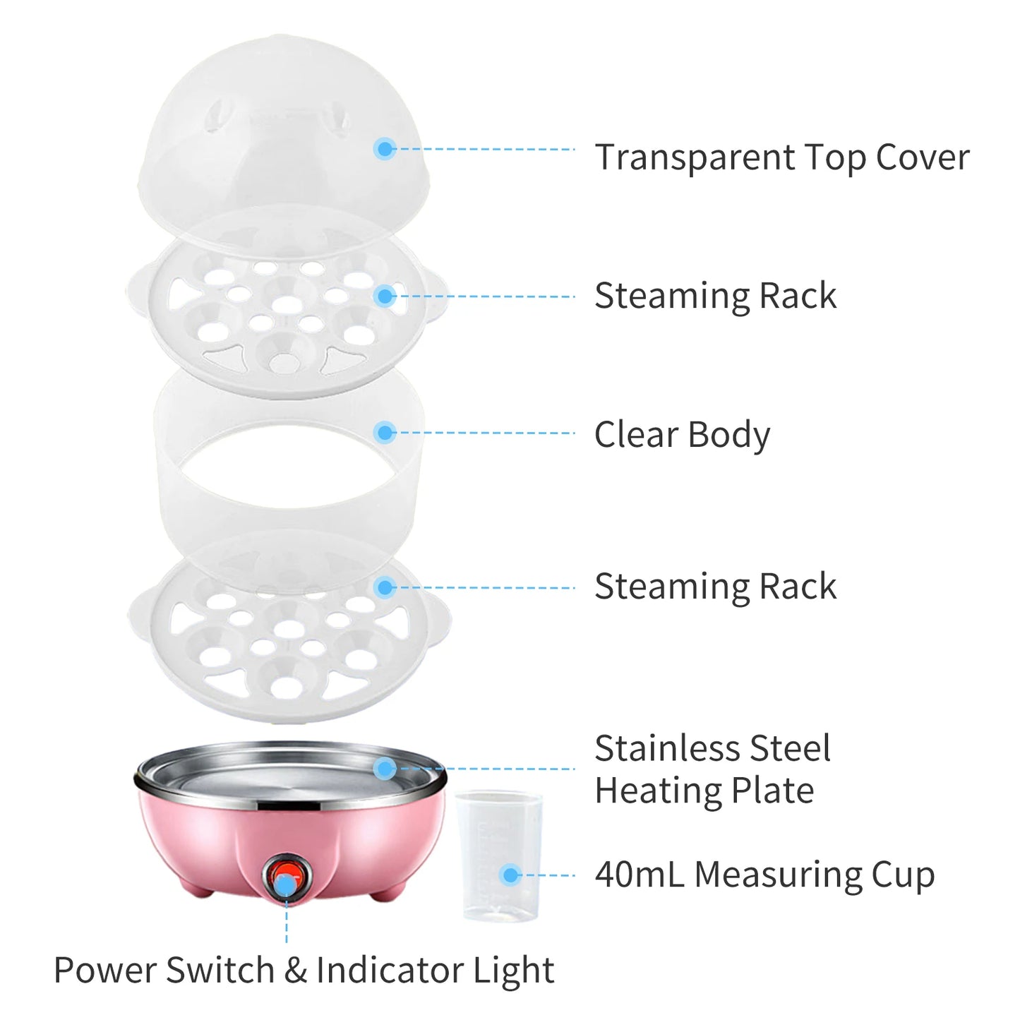 Double Layer Egg Cooker 14 Egg Capacity Hard Boiled Cooker C-US Plug