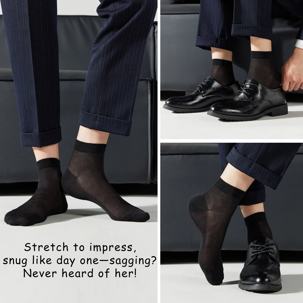 Mens Mulberry Silk Modal Mid Calf Breathable Thin Socks