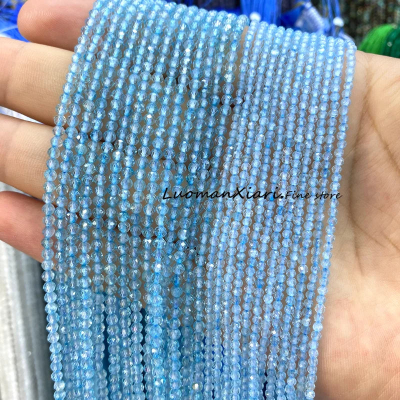 Elegant Faceted Aquamarine Beads for DIY Jewelry Making Bracelet Accessories
