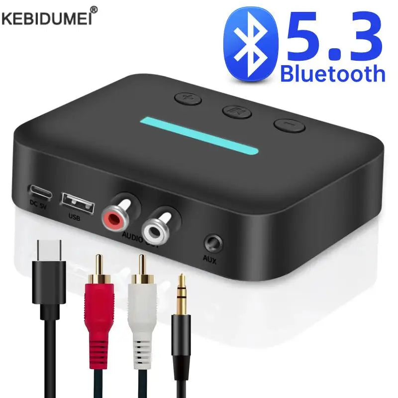 Bluetooth 5.3 USB Audio Receiver Wireless Stereo Adapter 3.5mm AUX RCA Support U Disk Playback for Desktop Speaker Amplifier