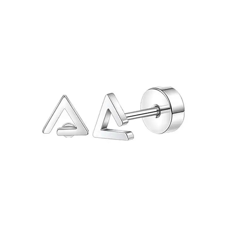 2PCS Set Stainless Steel Heart Moon Stud Earrings for Women Trendy Ear Tragus Cartilage Body Piercing