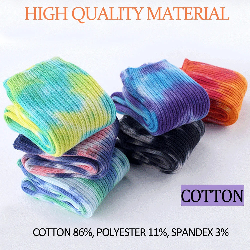 Unisex Antibacterial Tie Dye Cotton Blend Cycling Socks
