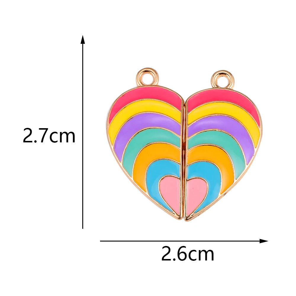 Sweet Heart Rainbow Butterfly Best Friend Charms for DIY Necklace Jewelry Making