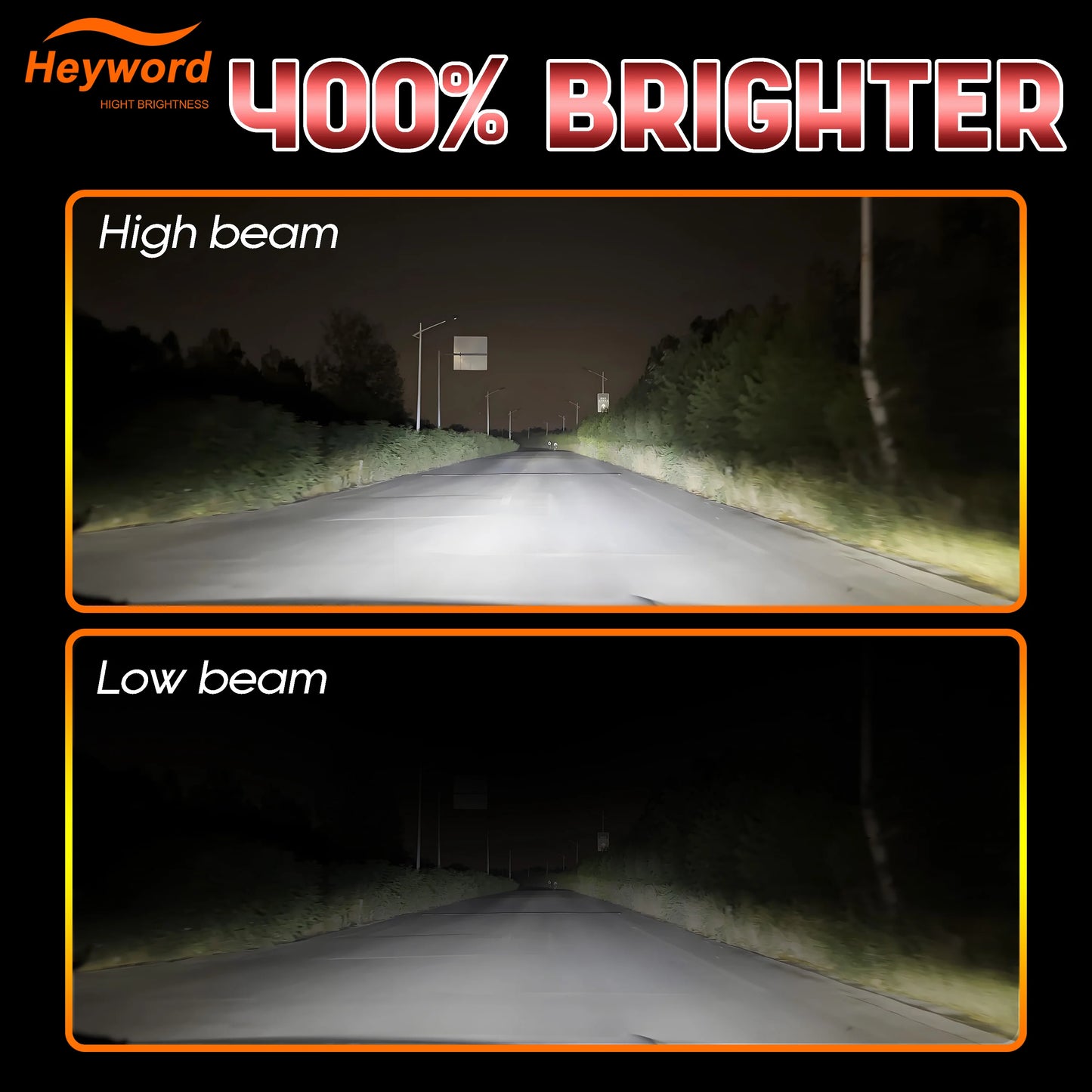 Heyword 2Pcs 4300K Canbus Led Headlight Bulbs H7 H4 H11