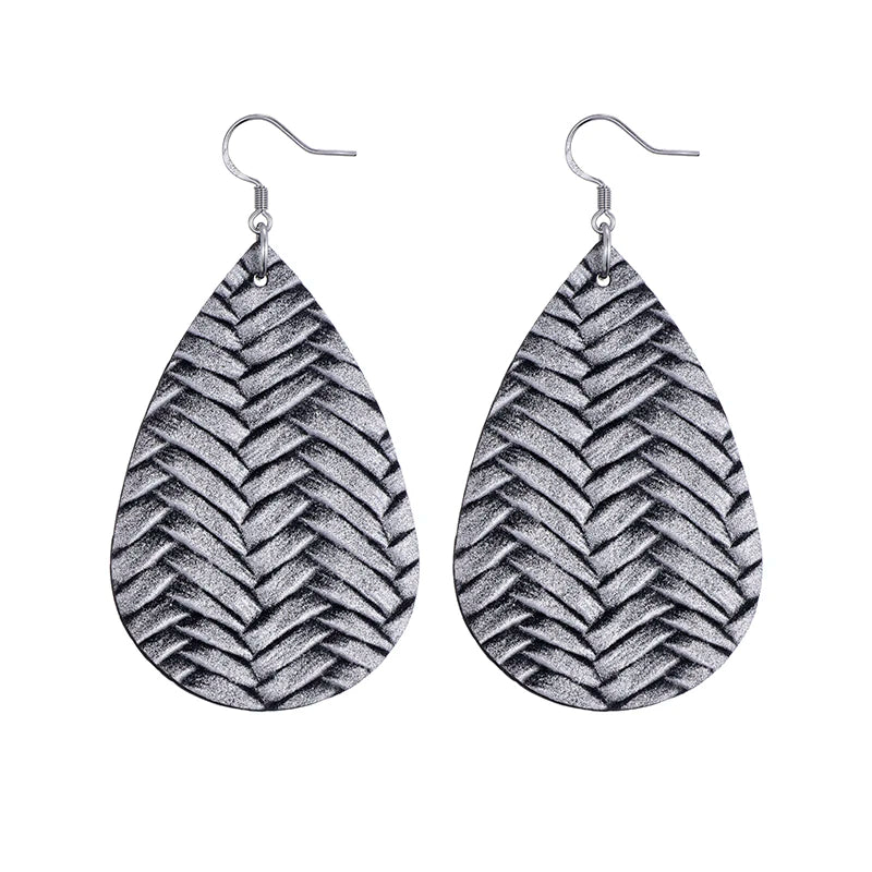 Elegant Faux Leather Teardrop Earrings for Women Lightweight Dangle Fashion Jewelry