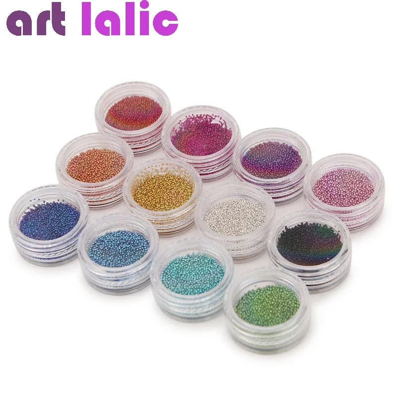 Pearlescent Mini Caviar Beads Set for 3D Nail Art and Crafting Decor