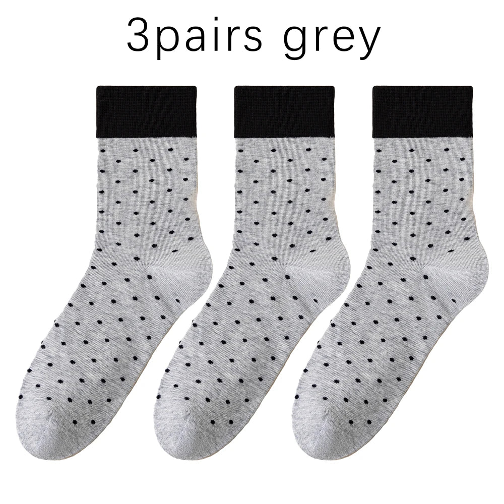 3 Pairs Women Airy Polka Dot Socks Odor Free Stretch