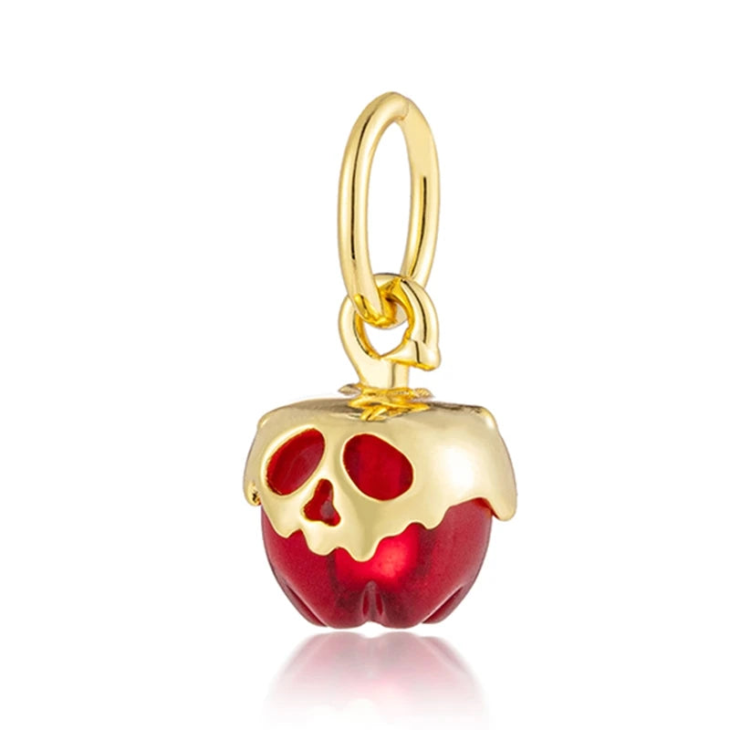 Golden Dragon Double Heart Dangle Charm Bead For 925 Bracelet