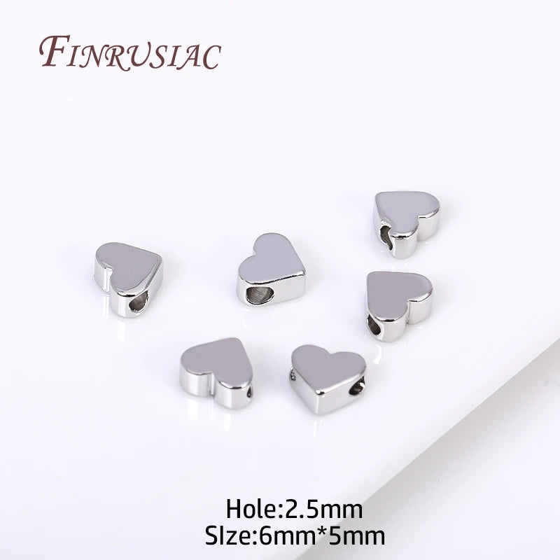 18K Gold Plated Heart Spacer Beads for DIY Jewelry Making Accessories 6x5MM with 2.5MM Hole Size