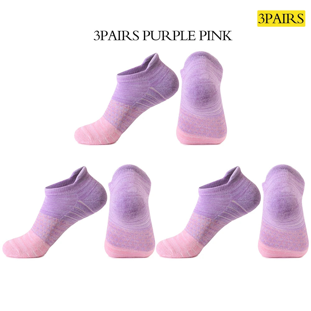 3 Pairs Womens Anti Slip Terry Cushion Running Socks