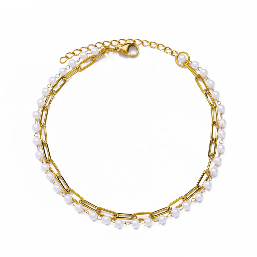 Gold Imitation Pearl Anklets for Women with Stainless Steel Chain - Perfect Summer Beach Accessories and Gifts