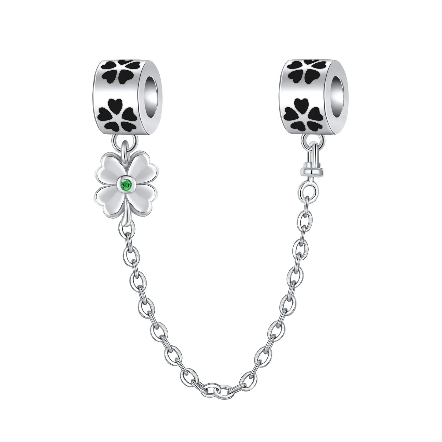 925 Sterling Silver Clover Daisy Star Moon Pavé Safety Chain Bow Necklace and Bracelet Set Luxury Fine Jewelry for Women