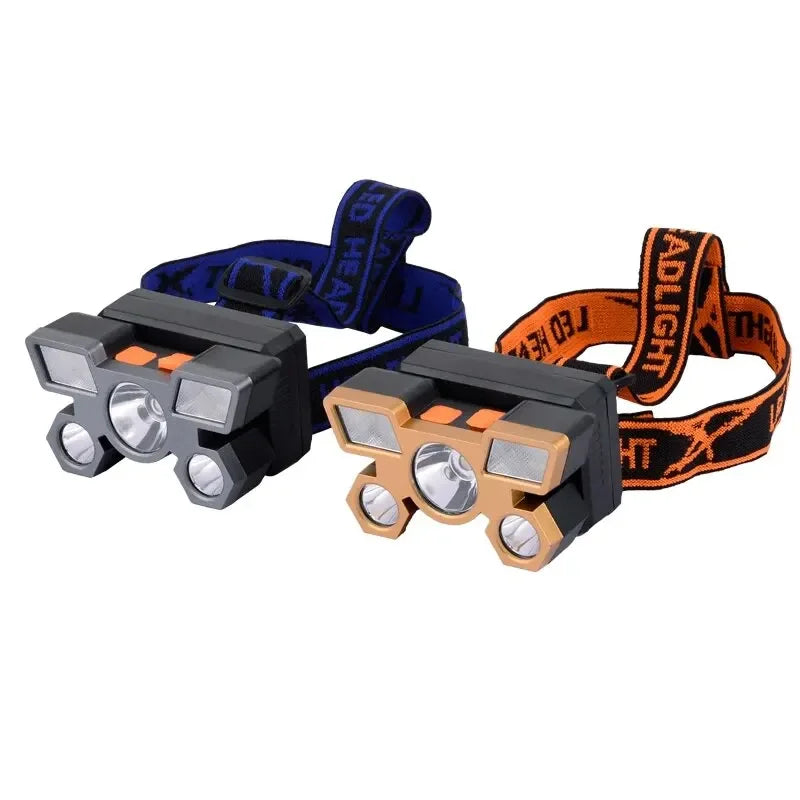 5LED Bright Headlamp Rechargeable Waterproof Adjustable 4Modes Lightweight Outdoor Gear
