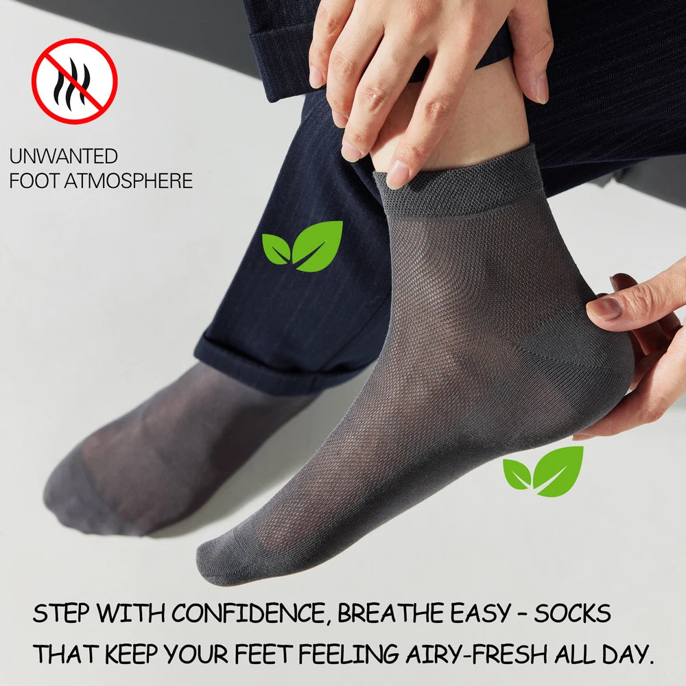 Mens Mulberry Silk Modal Mid Calf Breathable Thin Socks
