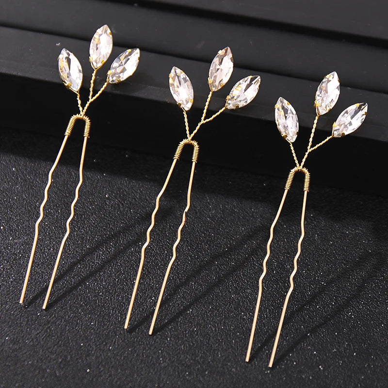 Elegant Crystal Pearl Rhinestone Hairpins for Women Bridal Party Accessories