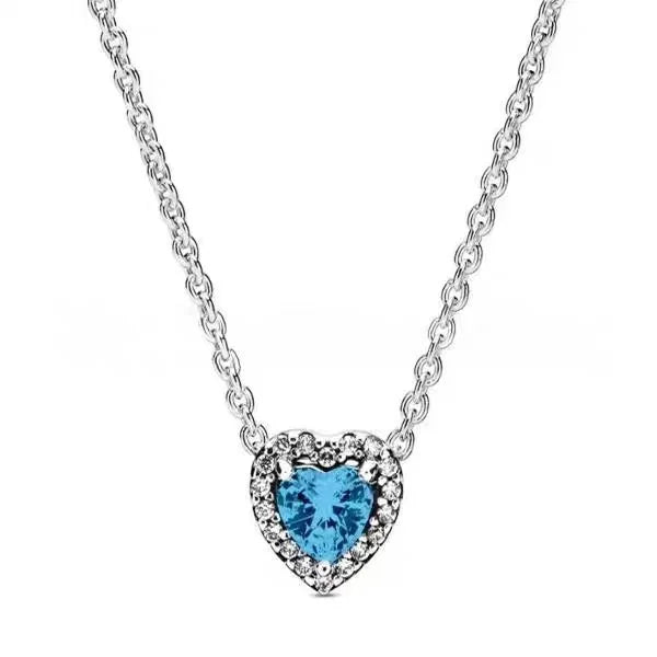 925 Sterling Silver Colorful Heart Necklace Elevated Design Zircon Charm Romantic Holiday Gift Jewelry