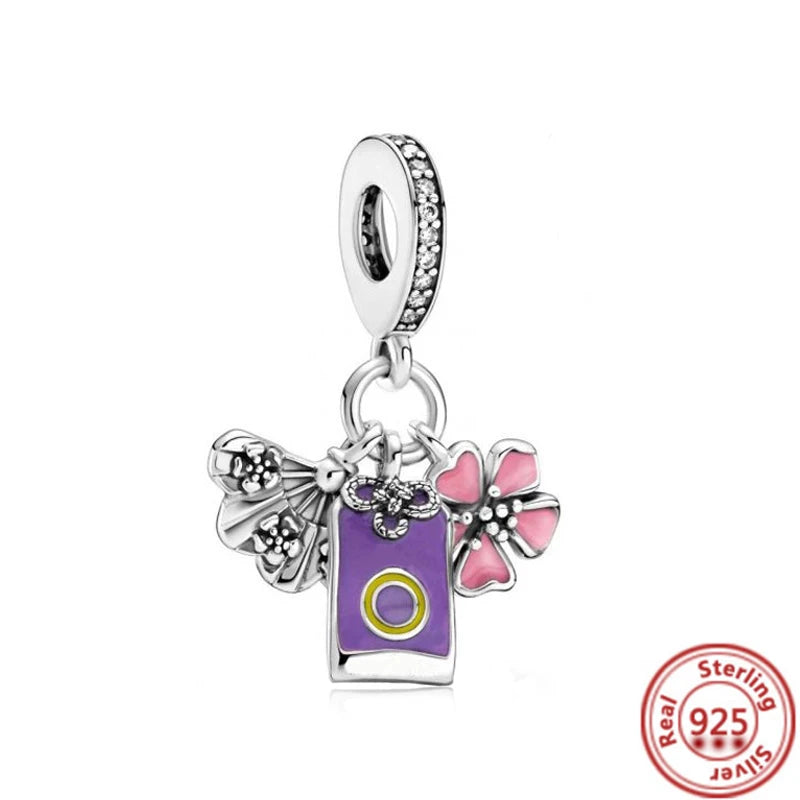 925 Sterling Silver Travel-Themed Charm Beads for Bracelets Y737