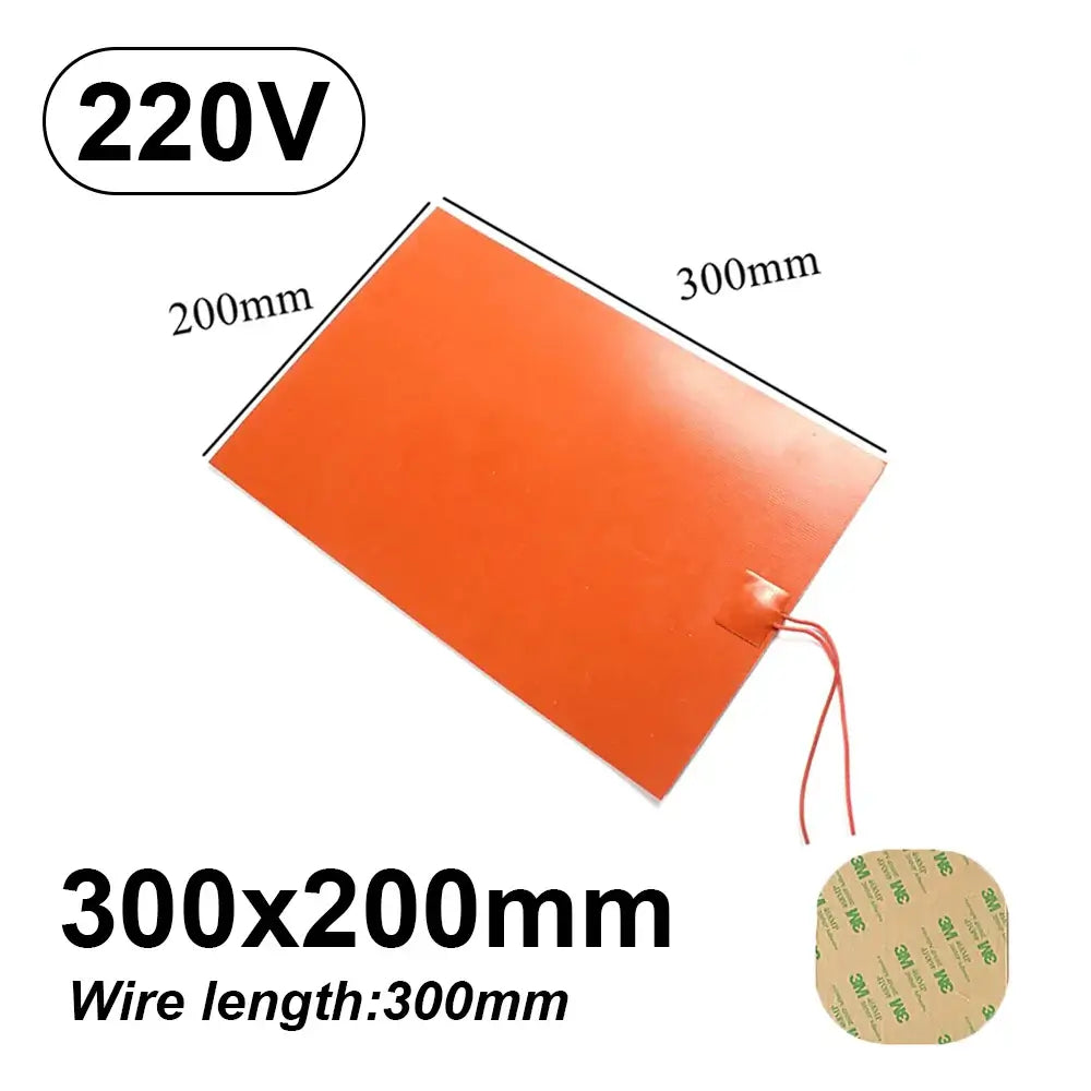 12V 220V Silicone Rubber Heating Pad Flexible Waterproof Heater 300x200mm-220v