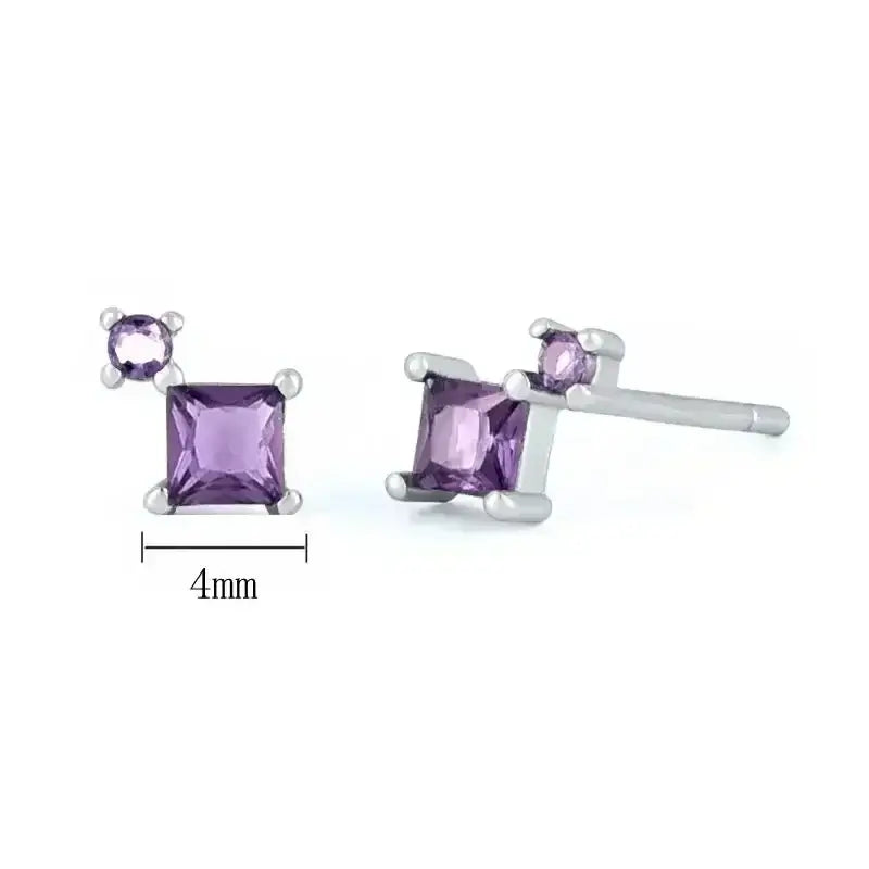 925 Sterling Silver Tiny Stud Earrings Colorful Crystal Luxury Jewelry LN1055-2-4