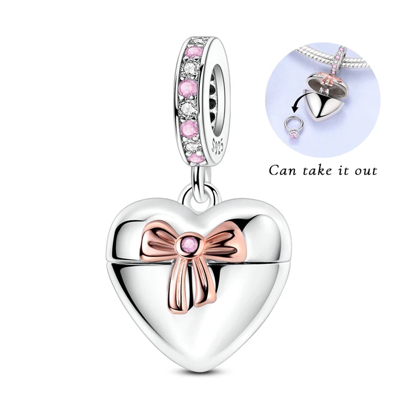 925 Sterling Silver Love Starry Sky Cat Paw Charms Beads