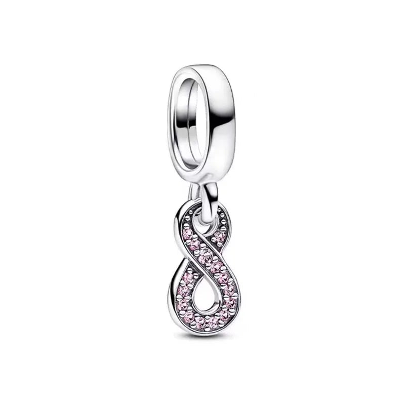 European 925 Sterling Silver Pink Charm Bead for Mother's Day Jewelry Gift for Women