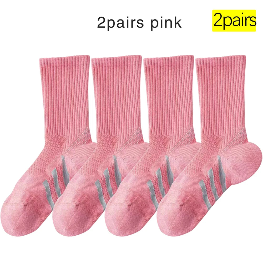 Women Mid Calf Arch Support Cushioned Sports Socks For Tennis