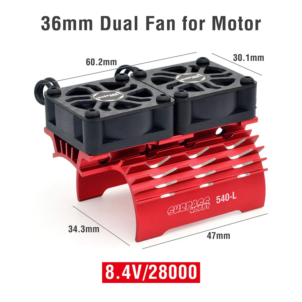 SURPASS HOBBY RC Motor Fan Cooling Heatsink for 380 390 540 550 36mm Red
