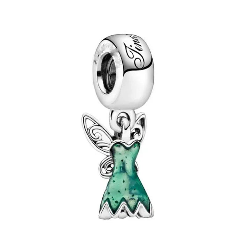 925 Sterling Silver Green Clover Pendant for European Bracelet Charms Women Jewelry B2111