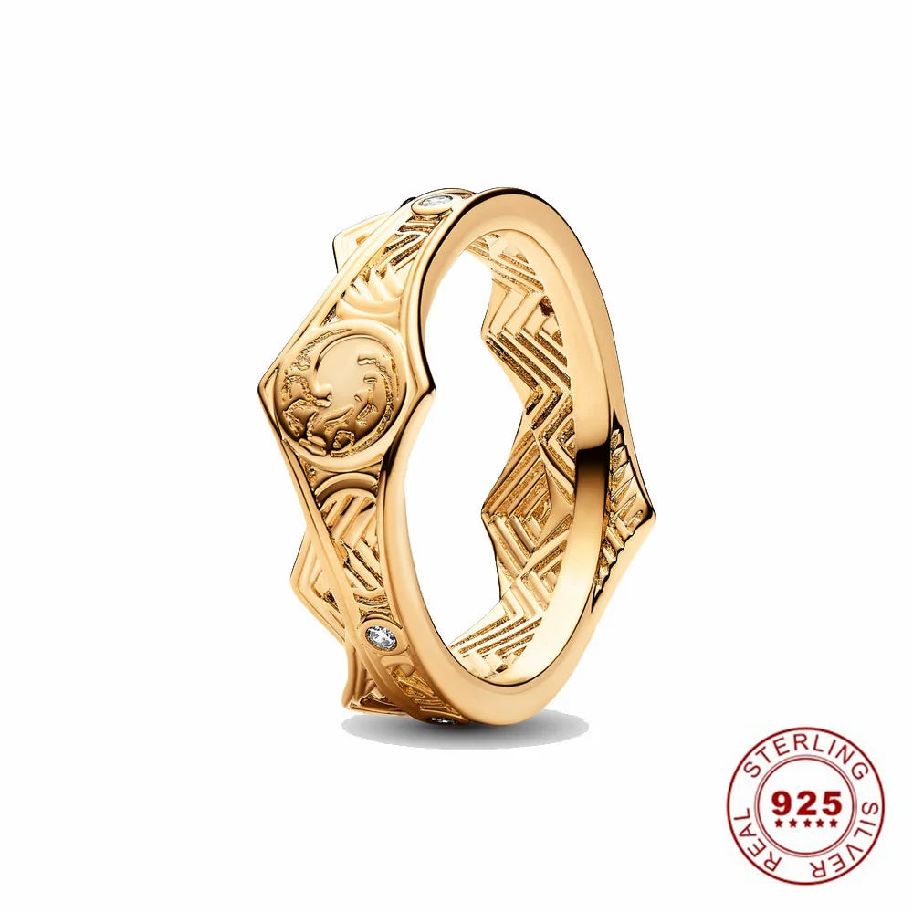 Crown 925 Sterling Silver Stackable Ring with Shiny Rose Gold Zircon for Women Elegant Fashion Jewelry PAR351