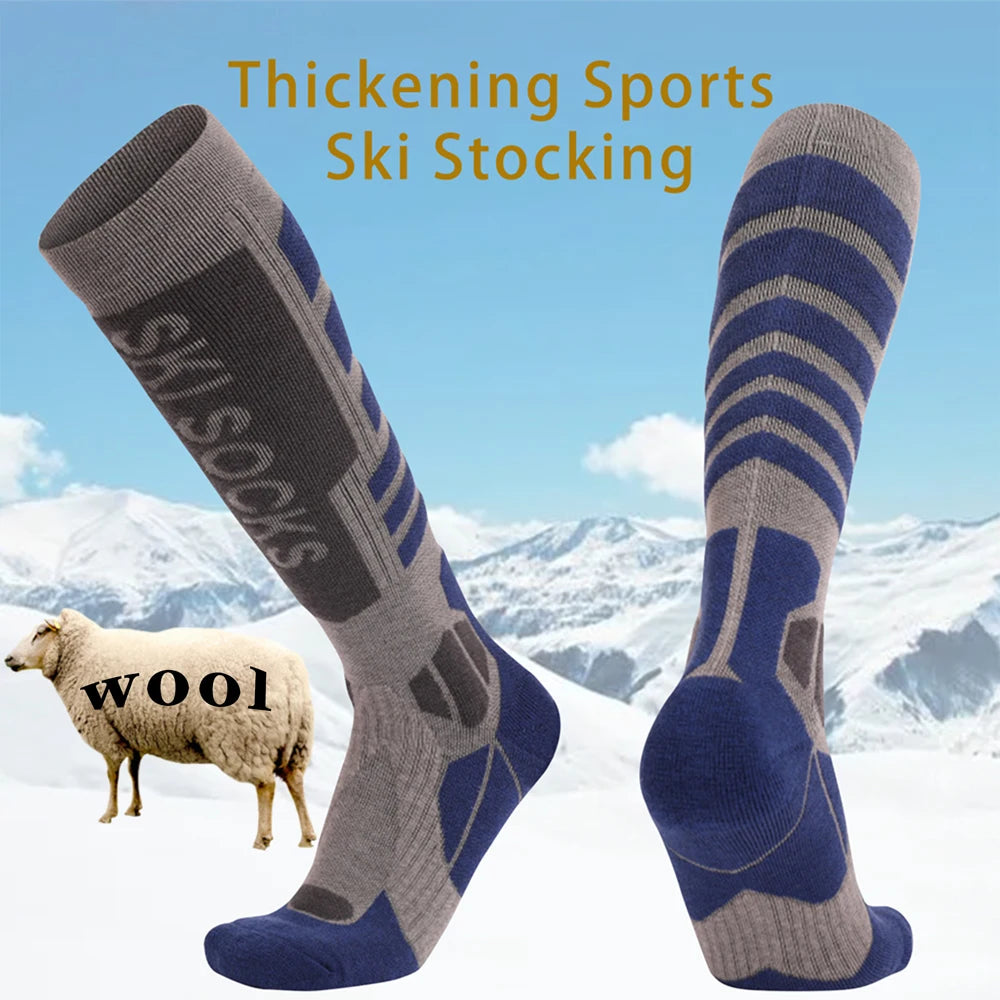 Merino Wool Knee High Ski Socks Thickened Outdoor Warm