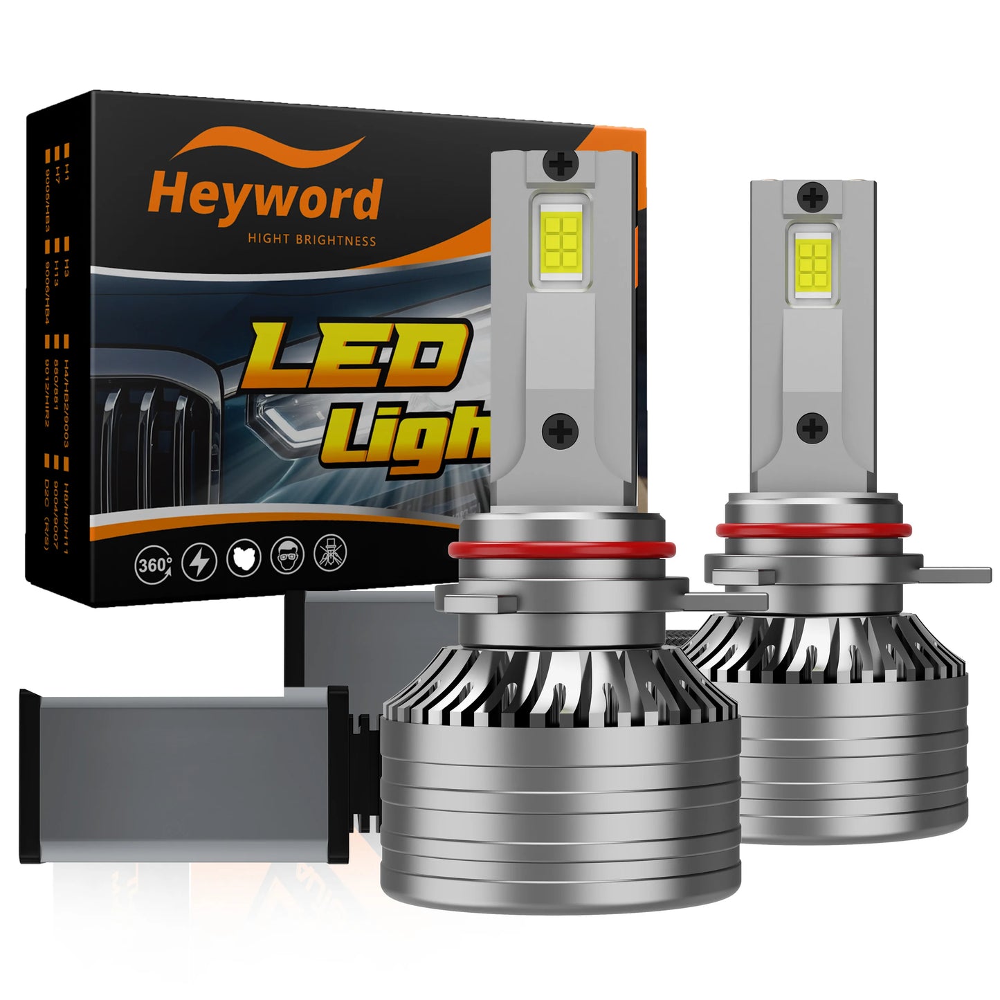 Heyword 2Pcs 4300K Canbus Led Headlight Bulbs H7 H4 H11