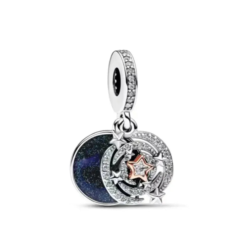 European Mother's Day Love Heart Spring Blue Pendant Bead Charm Jewelry for Women