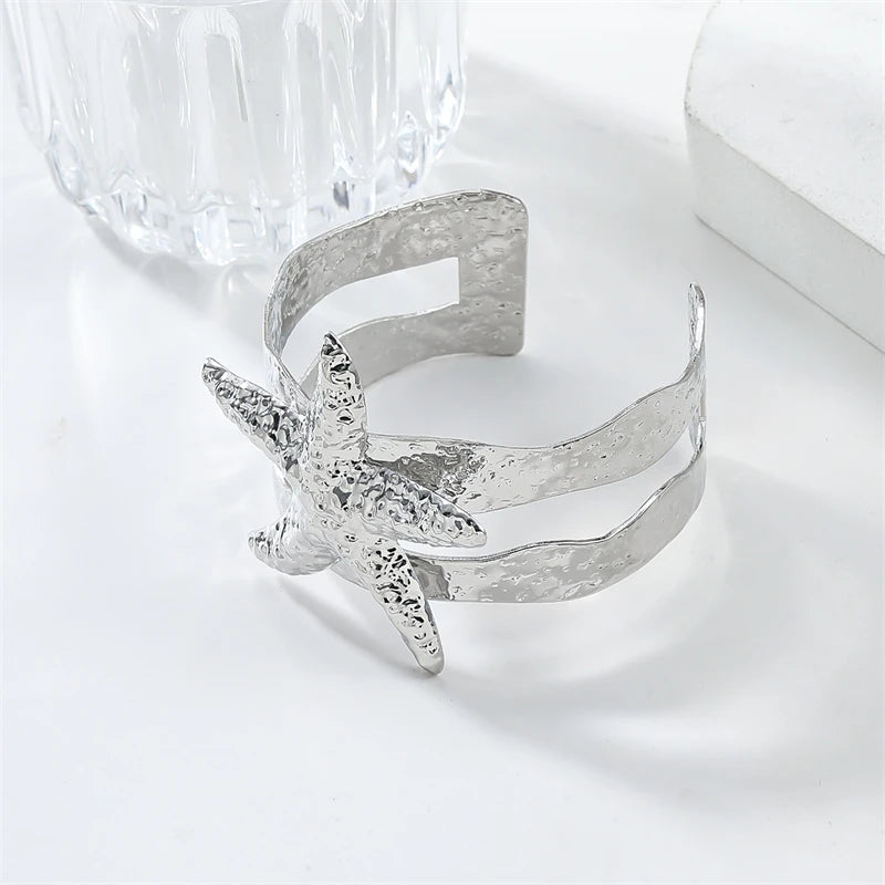 Vintage Metal Starfish Charm Bracelets for Women Beach Party Accessories