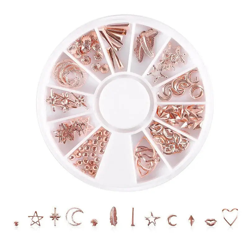 Resin Filling Metal Rivet Moon Stars Nail Art Decorations Mixed Beach Ocean Style Jewelry DIY Charms OM-XY-11