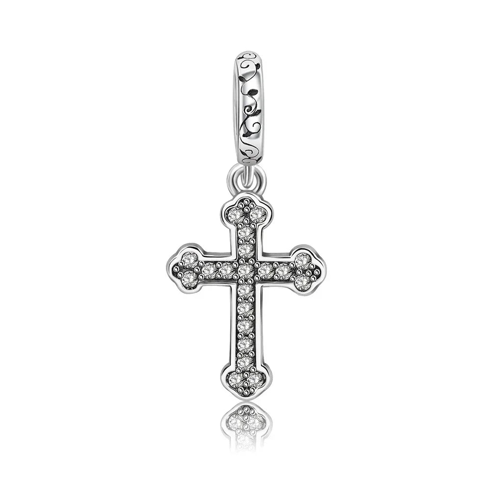 925 Sterling Silver Virgin Mary Angel Cross Pendant Necklace Charm for DIY Jewelry Gifts